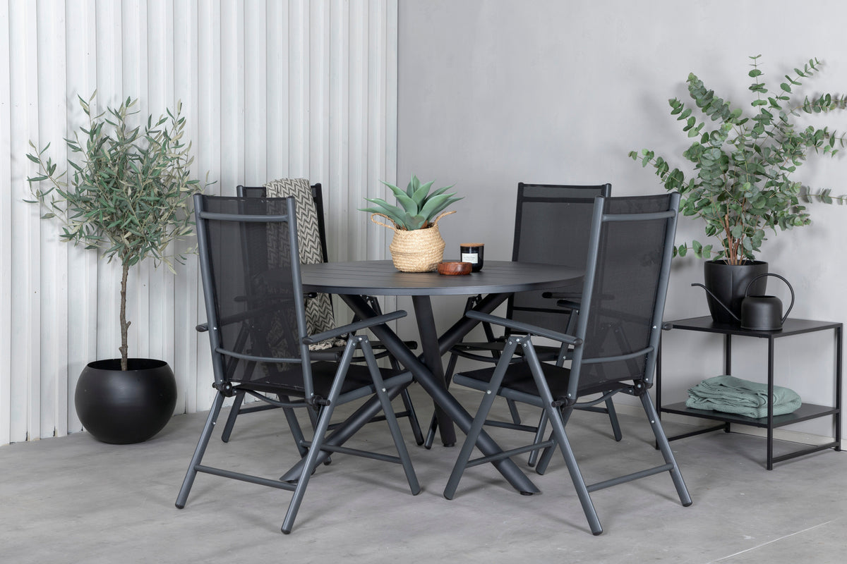 Alma & Break Spisebord ⌀120 + Positionsstole Sort