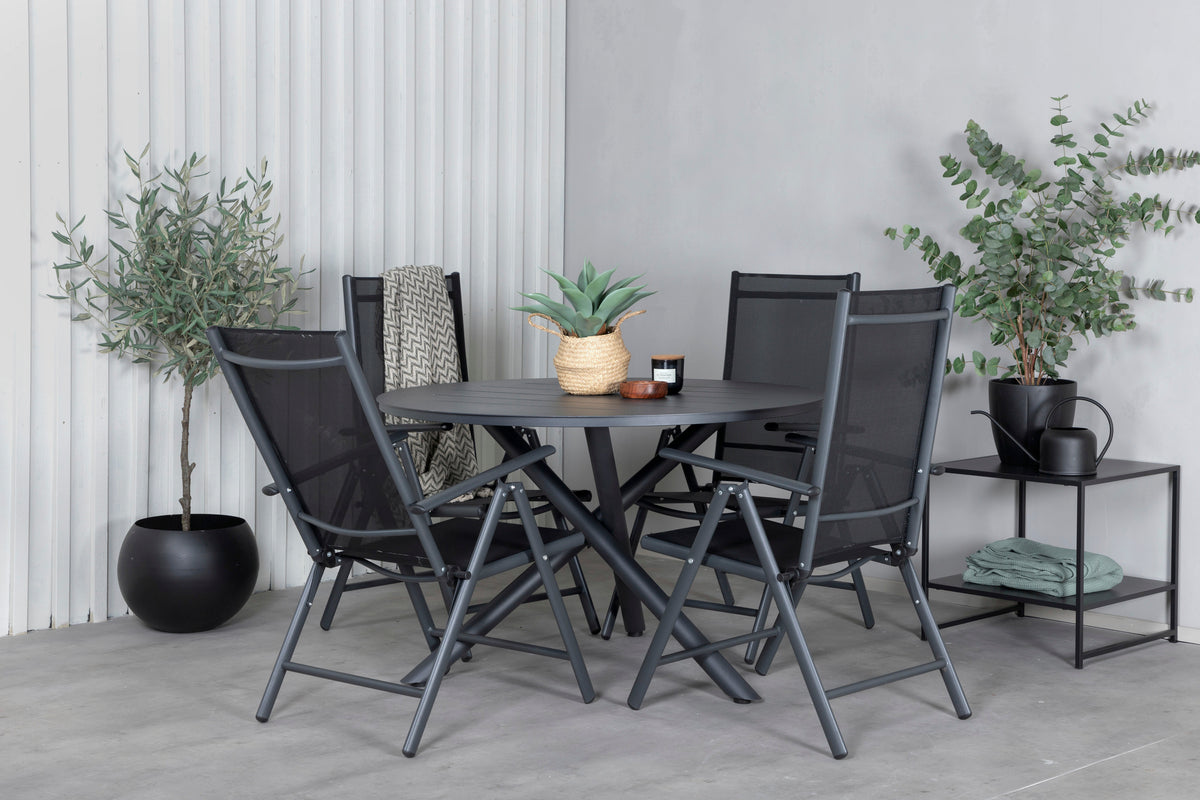 Alma & Break Spisebord ⌀120 + Positionsstole Sort