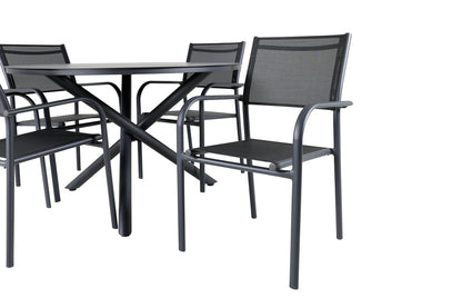 Alma & Santorini Spisebord ⌀120 + Spisestole Sort