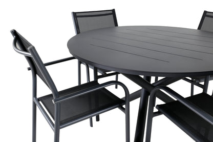 Alma & Santorini Spisebord ⌀120 + Spisestole Sort