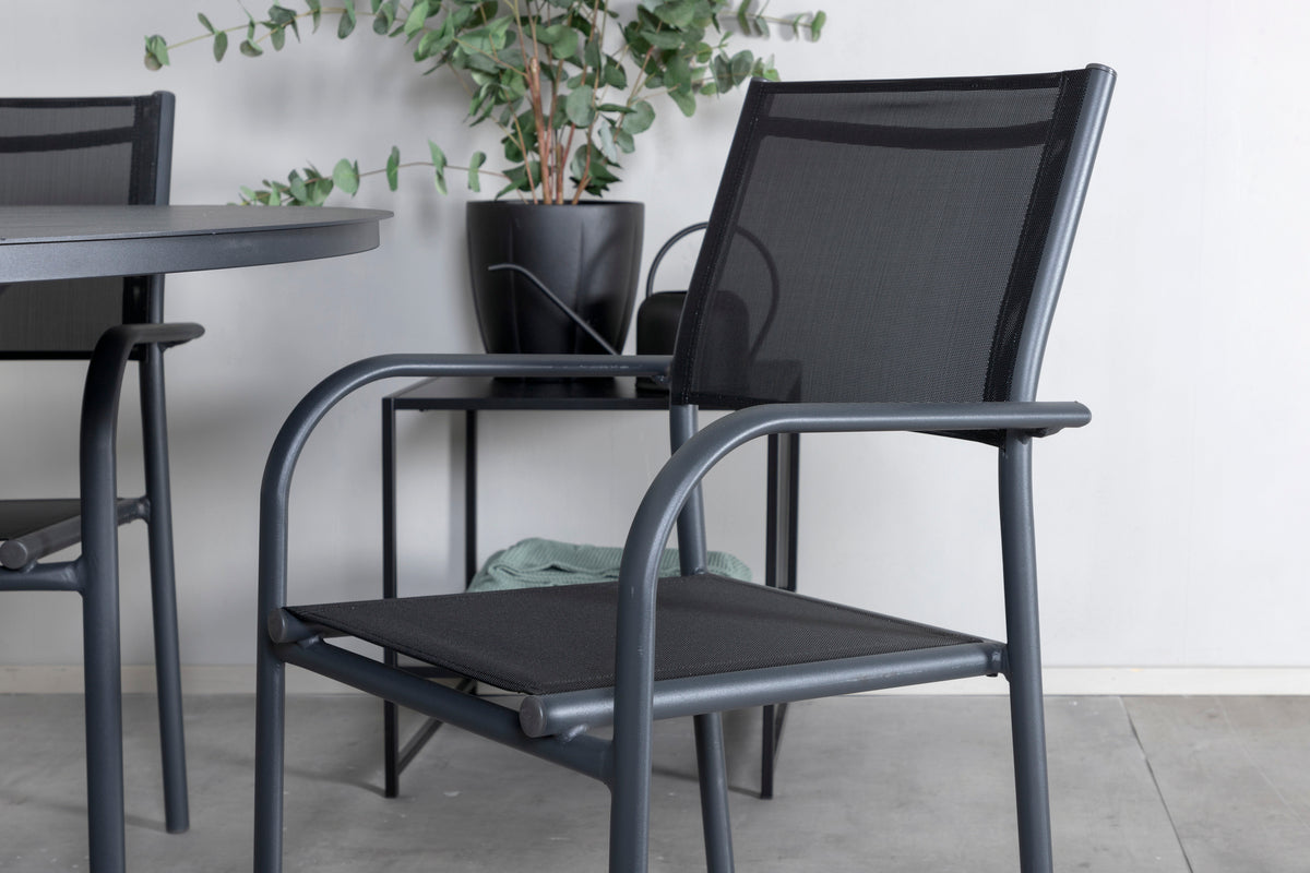 Alma & Santorini Spisebord ⌀120 + Spisestole Sort