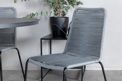 Alma & Lindos Spisebord ⌀120 + Spisestole Grå