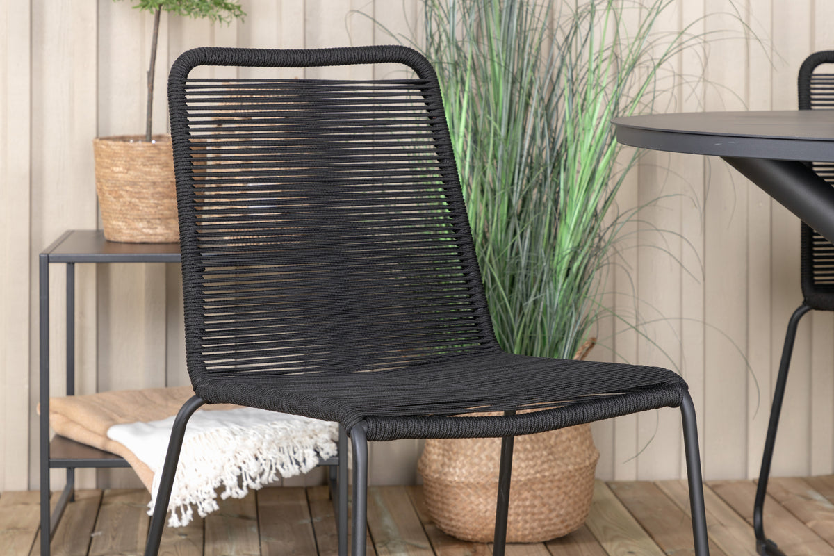 Alma & Lindos Spisebord ⌀120 + Spisestole Sort