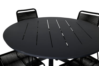 Alma & Lindos Spisebord ⌀120 + Spisestole Sort