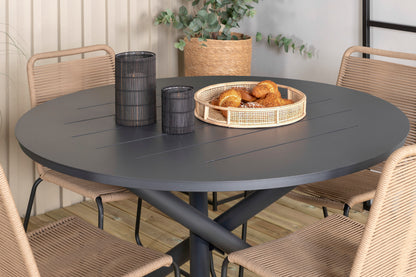 Alma & Lindos Spisebord ⌀120 + Spisestole Brun