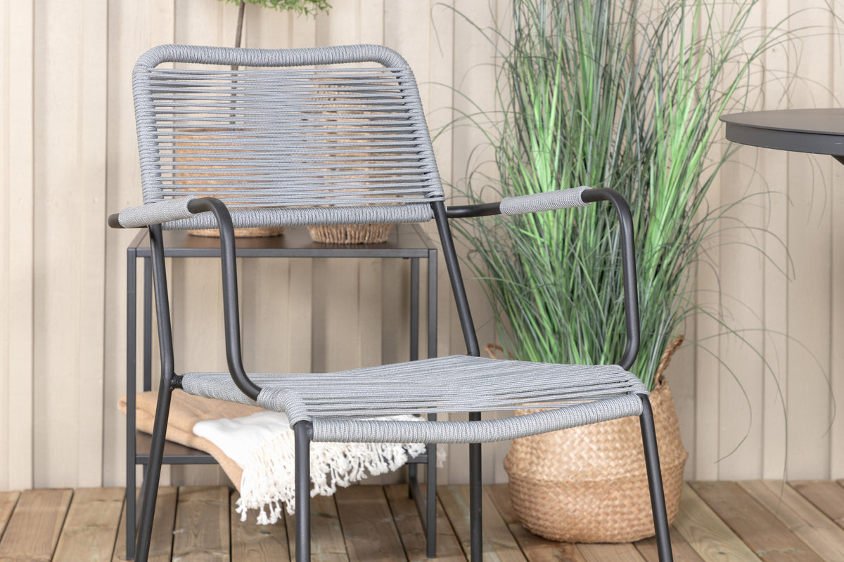 Alma & Lindos Spisebord ⌀120 + Spisestole Grå