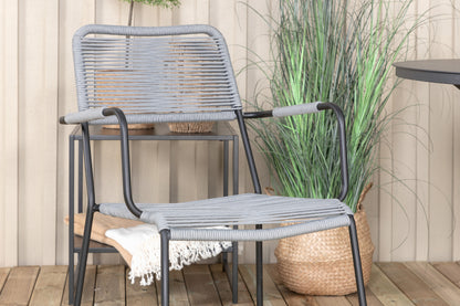 Alma & Lindos Spisebord ⌀120 + Spisestole Grå