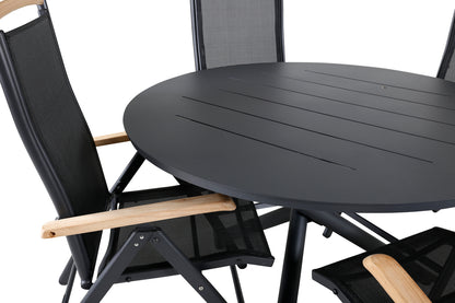 Alma & Panama Spisebord ⌀120 + Positionsstole Sort