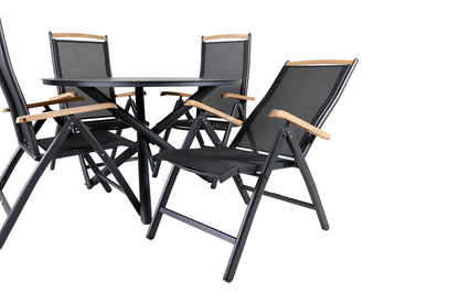 Alma & Panama Spisebord ⌀120 + Positionsstole Sort