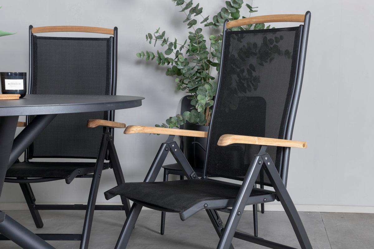 Alma & Panama Spisebord ⌀120 + Positionsstole Sort