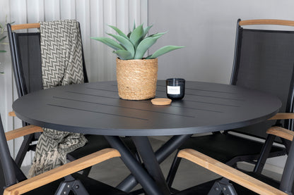 Alma & Panama Spisebord ⌀120 + Positionsstole Sort