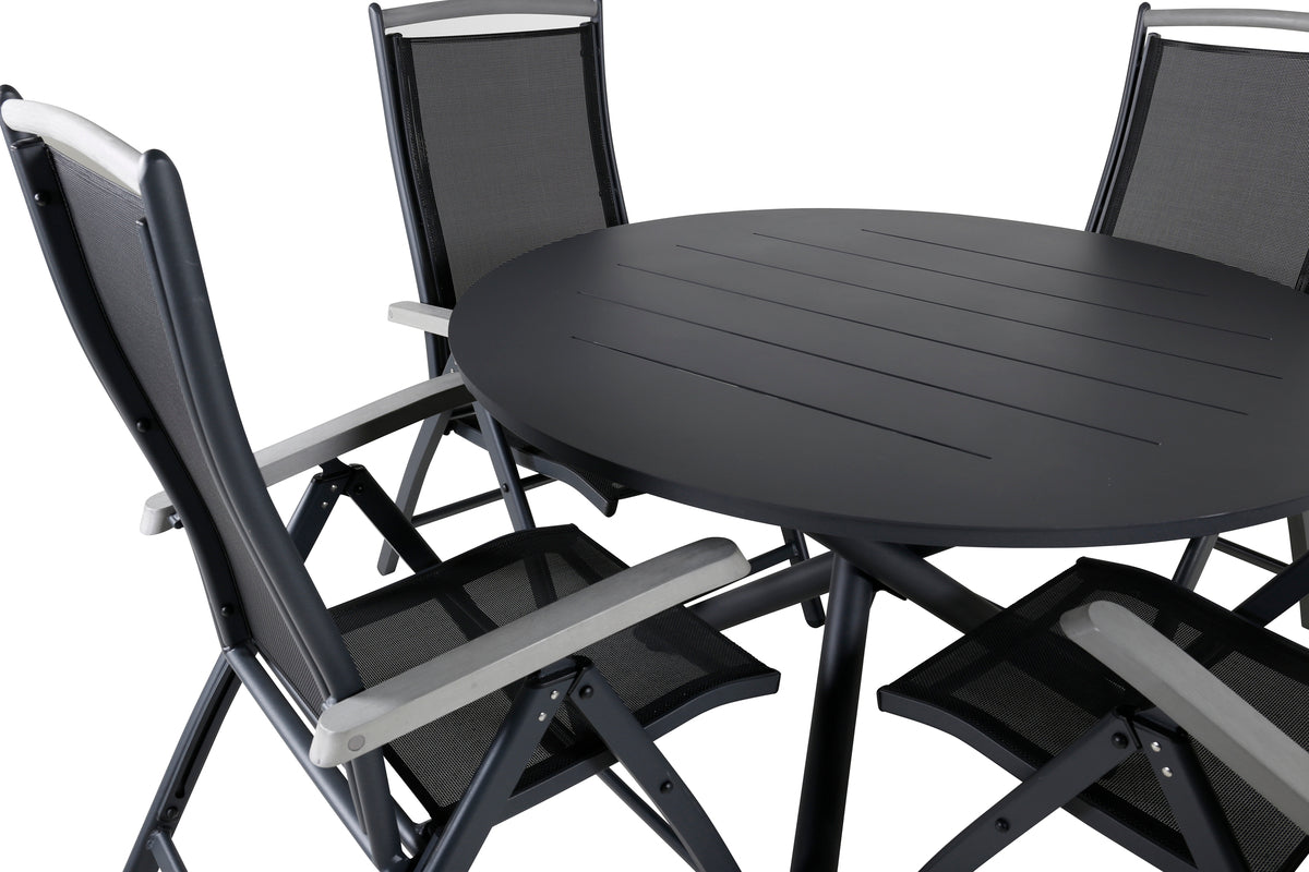 Alma & Albany Spisebord ⌀120 + Positionsstole Sort