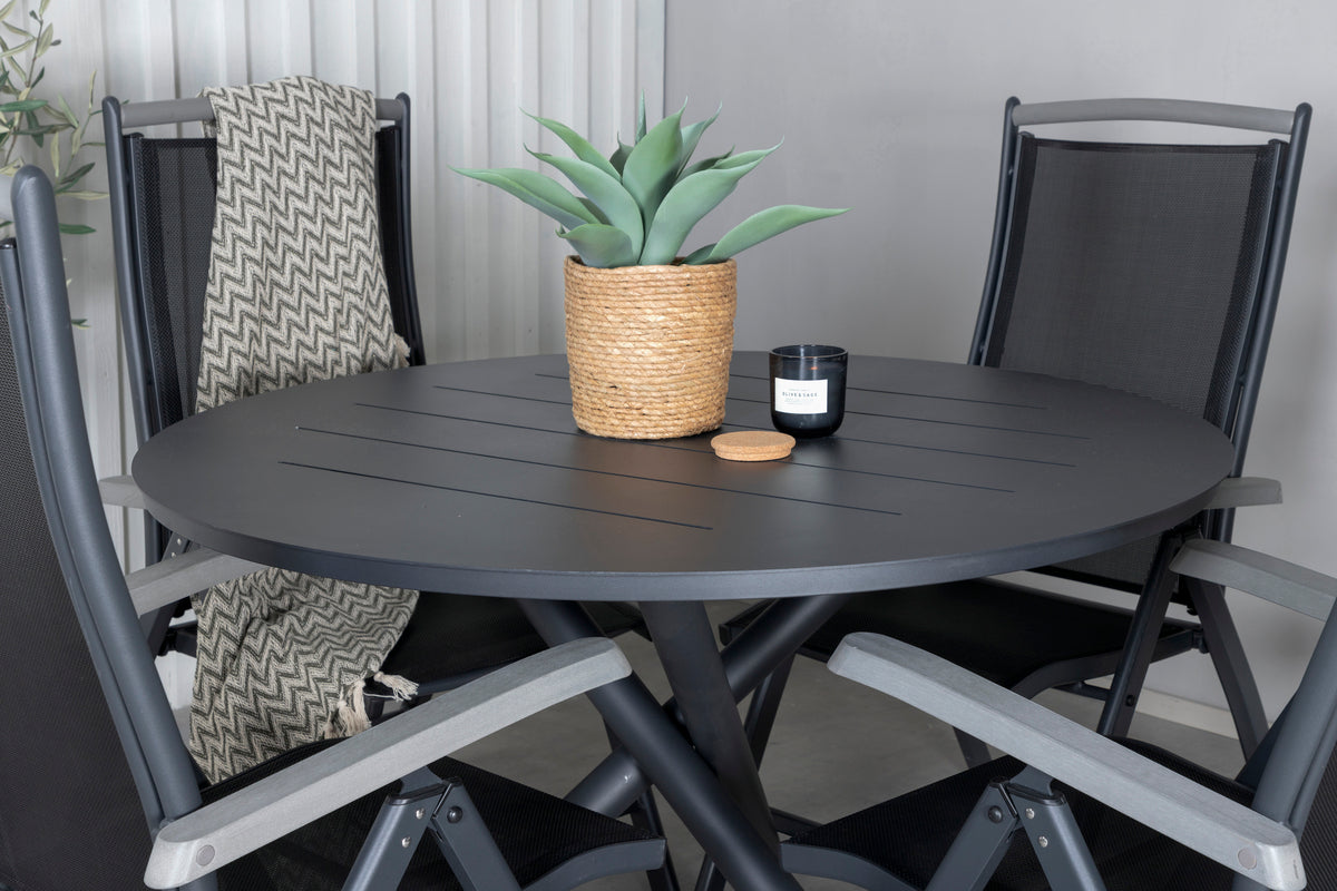 Alma & Albany Spisebord ⌀120 + Positionsstole Sort