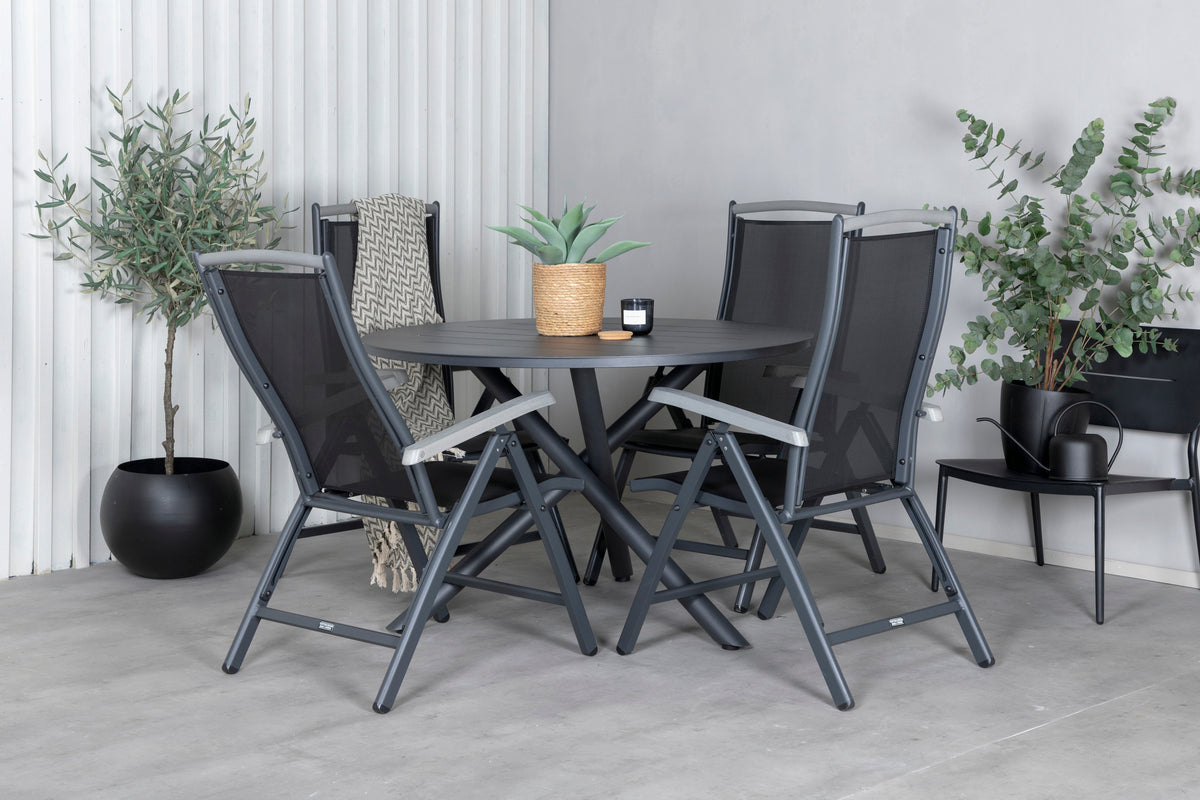 Alma & Albany Spisebord ⌀120 + Positionsstole Sort