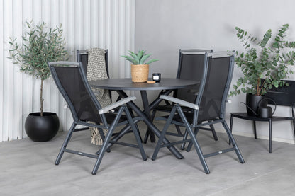 Alma & Albany Spisebord ⌀120 + Positionsstole Sort