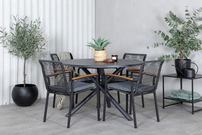 Alma & Dallas Spisebord ⌀120 + Spisestole Sort