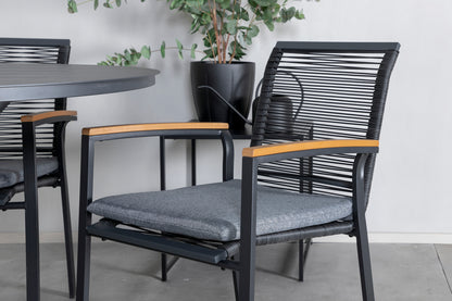 Alma & Dallas Spisebord ⌀120 + Spisestole Sort