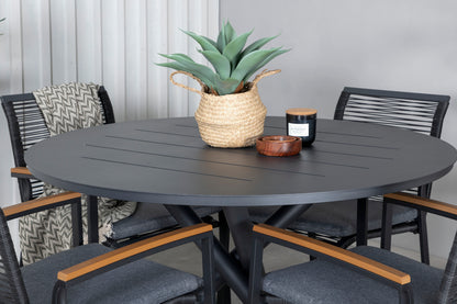 Alma & Dallas Spisebord ⌀120 + Spisestole Sort