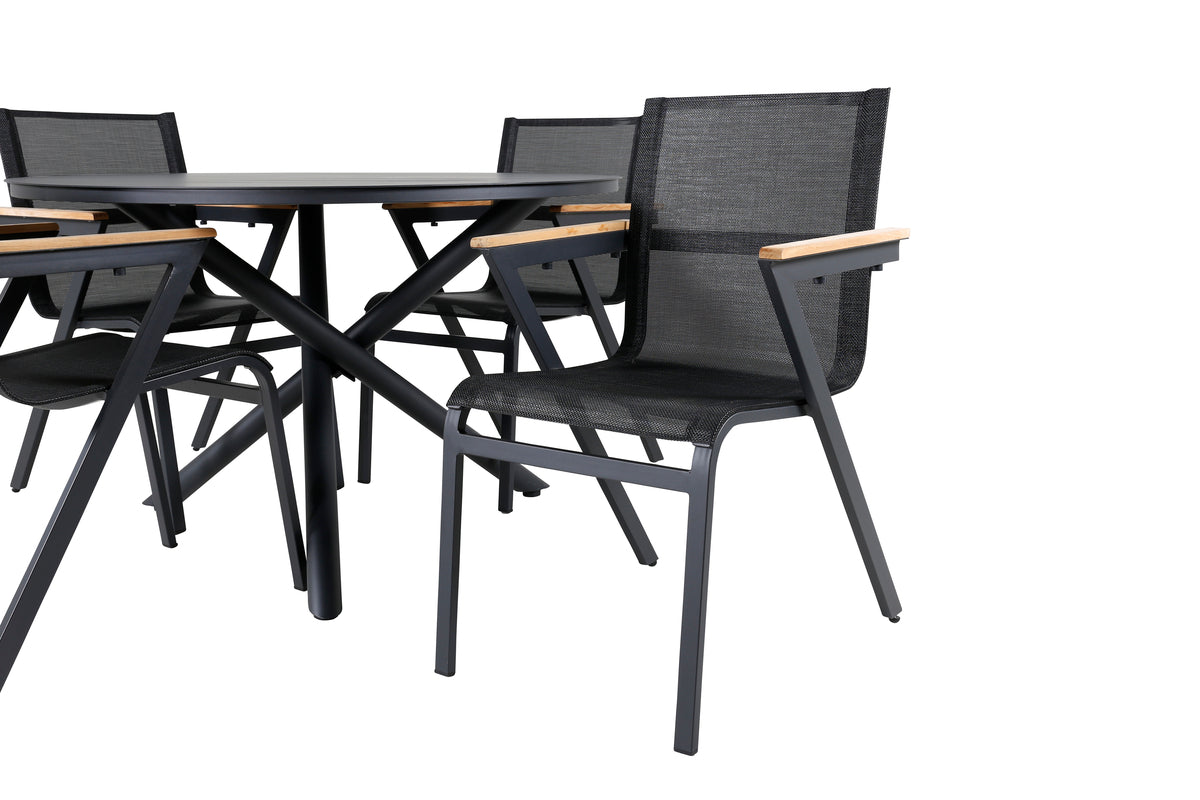 Alma & Mexico Spisebord ⌀120 + Spisestole Sort