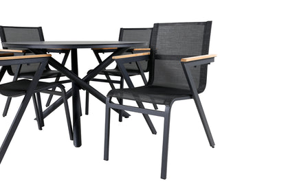 Alma & Mexico Spisebord ⌀120 + Spisestole Sort