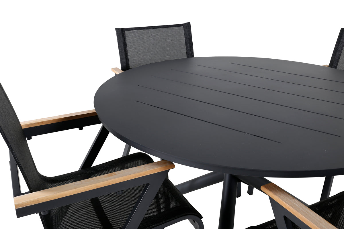 Alma & Mexico Spisebord ⌀120 + Spisestole Sort