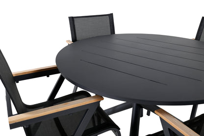 Alma & Mexico Spisebord ⌀120 + Spisestole Sort