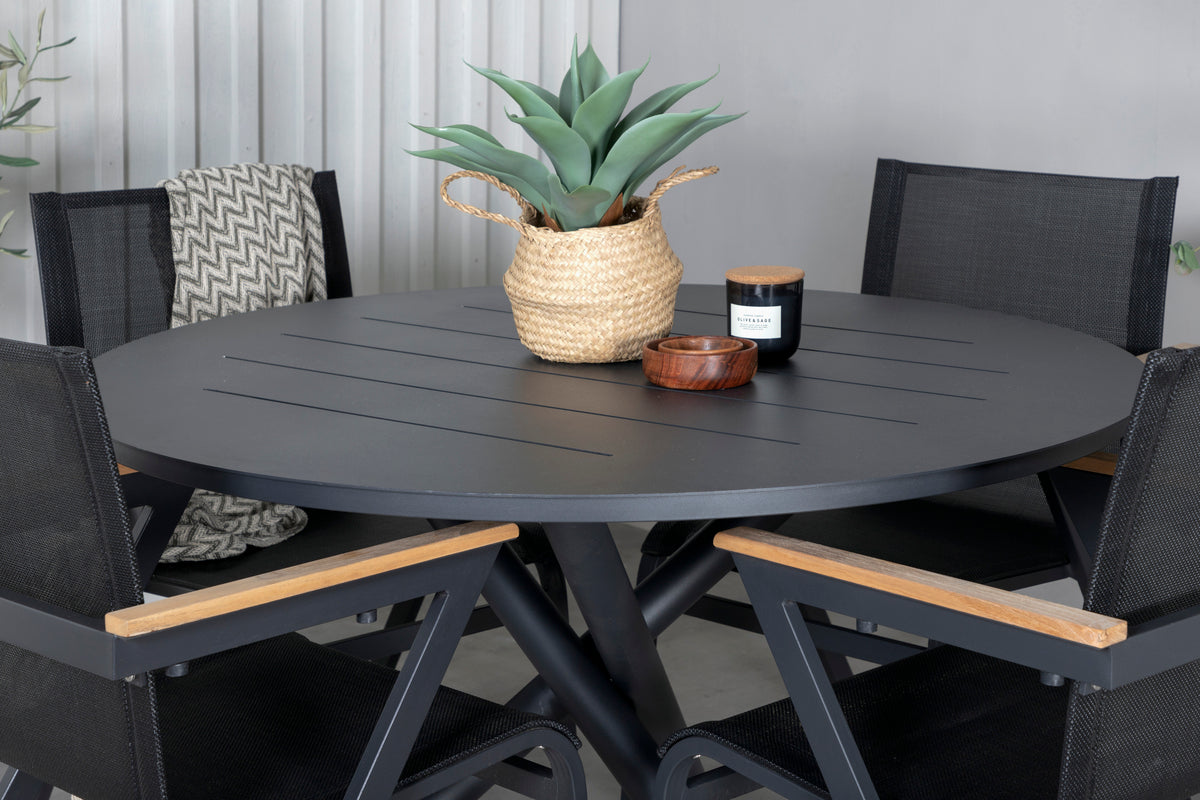 Alma & Mexico Spisebord ⌀120 + Spisestole Sort