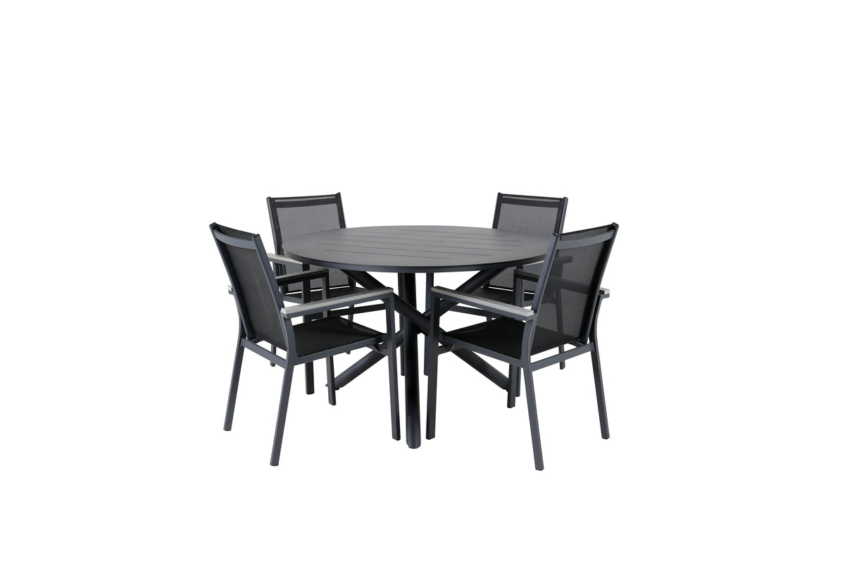 Alma & Parma Spisebord ⌀120 + Spisestole Sort