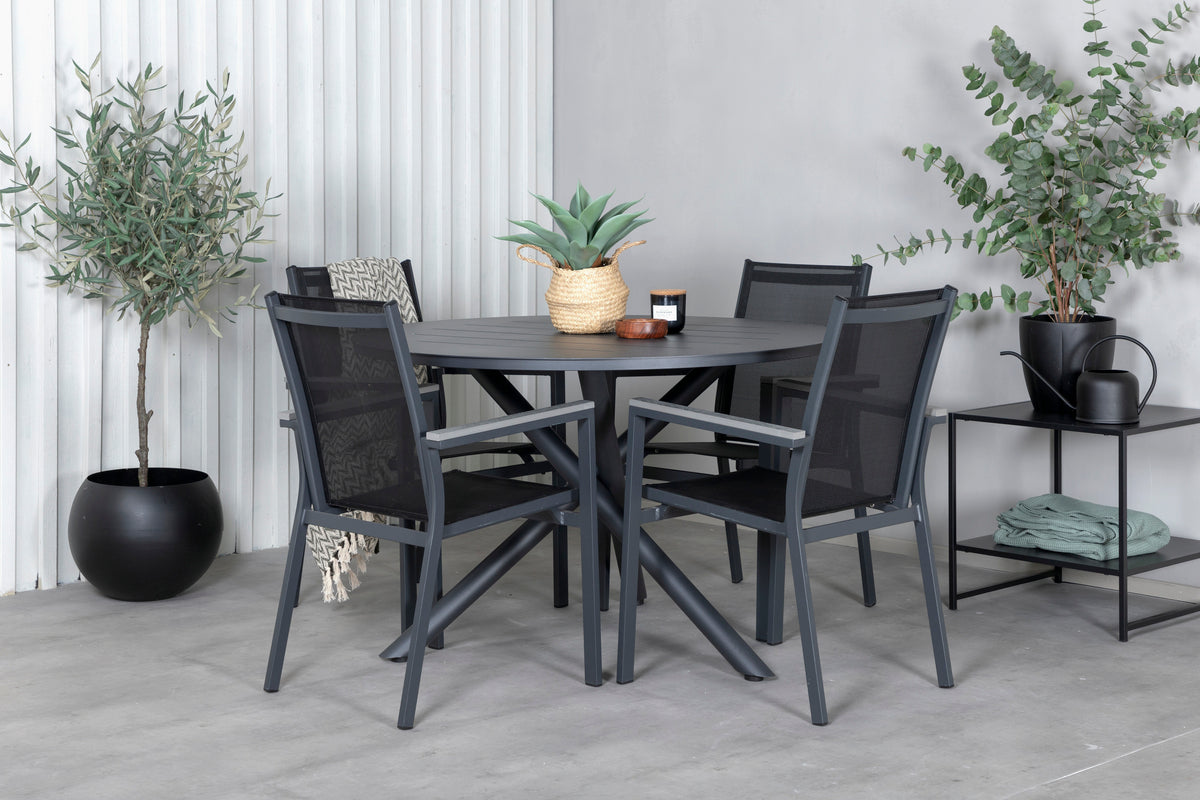 Alma & Parma Spisebord ⌀120 + Spisestole Sort