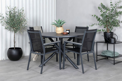 Alma & Parma Spisebord ⌀120 + Spisestole Sort