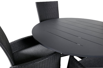 Alma & Padova Spisebord ⌀120 + Reclinerstole Sort