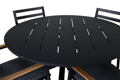 Alma & Brasilia Rundt Spisebord ⌀120 Sort + Spisebordsstol 2-pak Sort