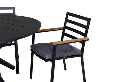 Alma & Brasilia Rundt Spisebord ⌀120 Sort + Spisebordsstol 2-pak Sort