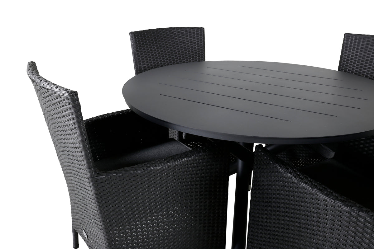 Alma & Malin Spisebord ⌀120 + Spisestole Sort