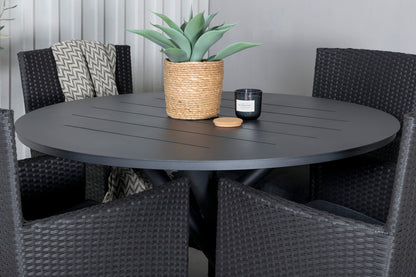 Alma & Malin Spisebord ⌀120 + Spisestole Sort