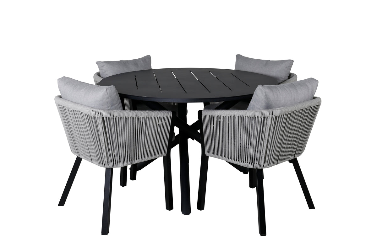 Alma & Virya Spisebord ⌀120 + Spisestole Grå