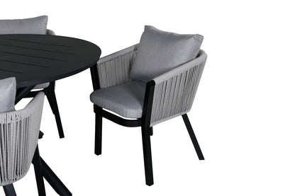 Alma & Virya Spisebord ⌀120 + Spisestole Grå