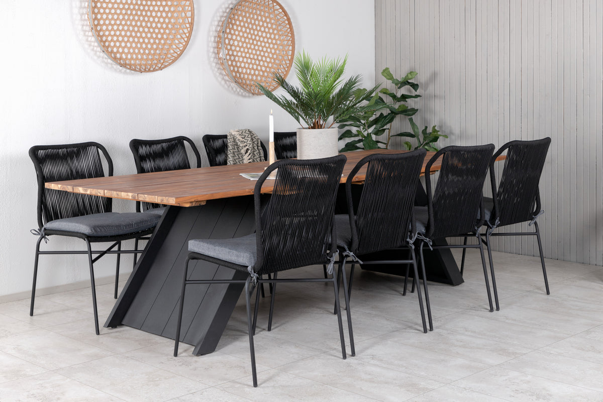 Julian & Doory Spisebordsstole Sort + Spisebord 250x100