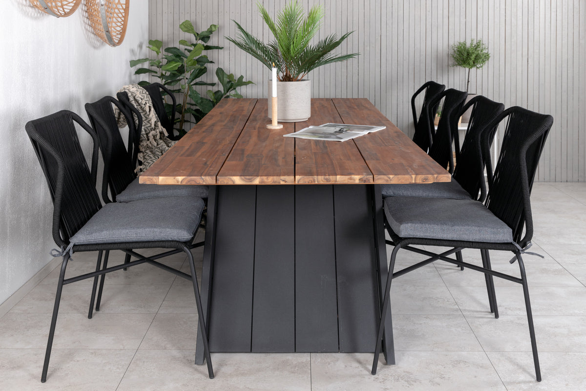 Julian & Doory Spisebordsstole Sort + Spisebord 250x100