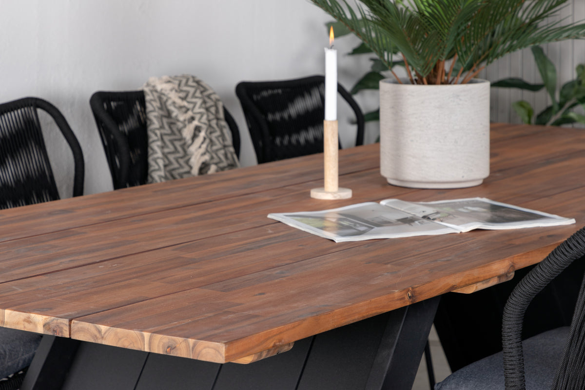 Julian & Doory Spisebordsstole Sort + Spisebord 250x100