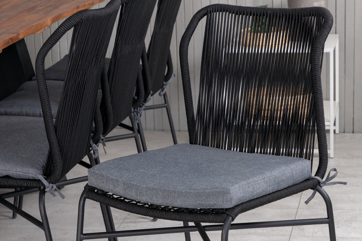 Julian & Doory Spisebordsstole Sort + Spisebord 250x100