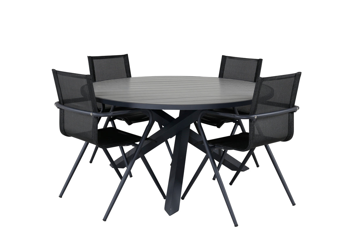 Alina & Parma Spisestole Sort + Spisebord ⌀140