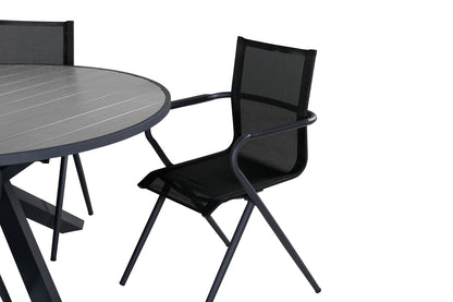 Alina & Parma Spisestole Sort + Spisebord ⌀140