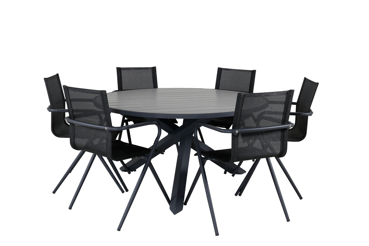 Alina & Parma Spisestole Sort + Spisebord ⌀140