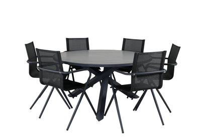 Alina & Parma Spisestole Sort + Spisebord ⌀140