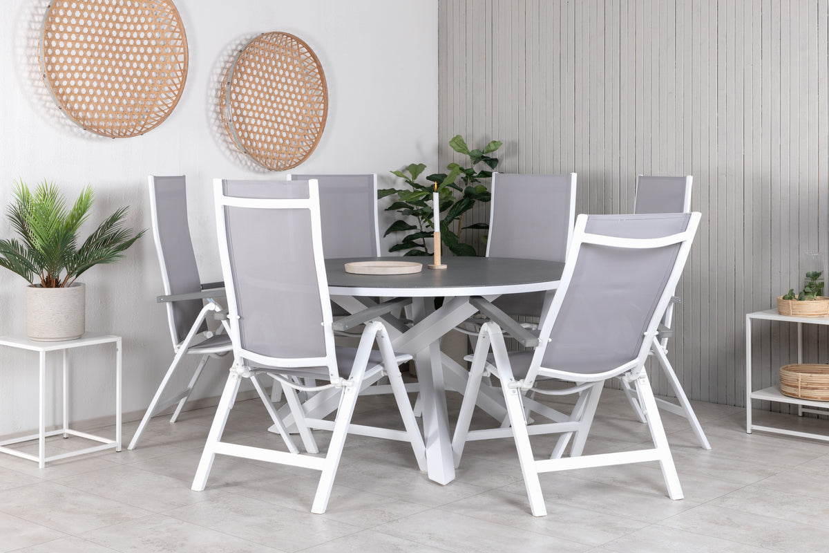 Albany & Copacabana Positionsstole 2-pak Grå + Runde Spisebord ø140 Grå