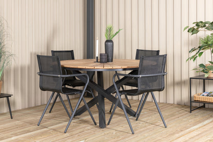 Alina & Mexico Spisestole Sort + Spisebord ⌀140