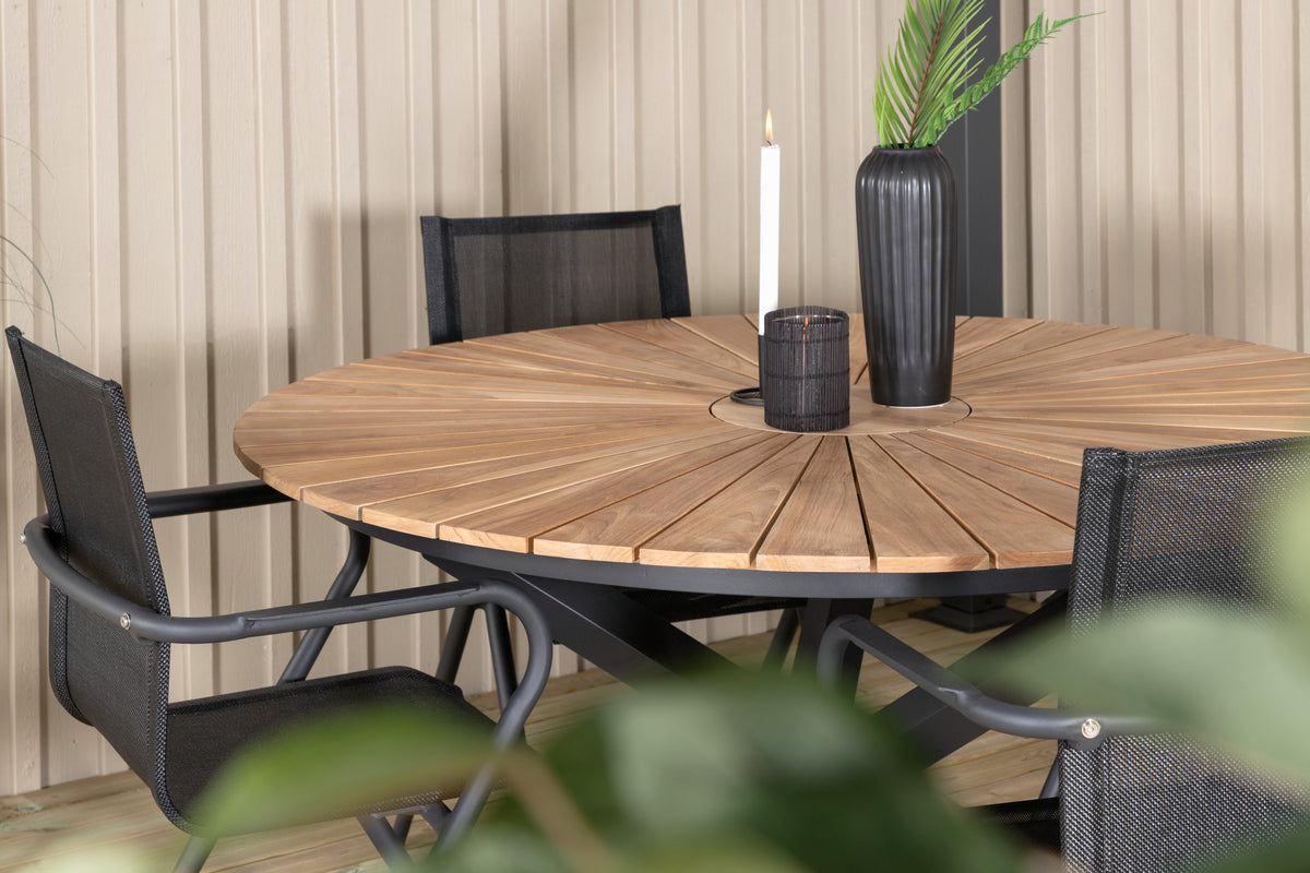 Alina & Mexico Spisestole Sort + Spisebord ⌀140