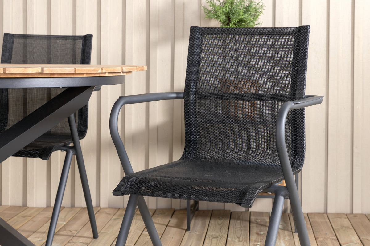 Alina & Mexico Spisestole Sort + Spisebord ⌀140