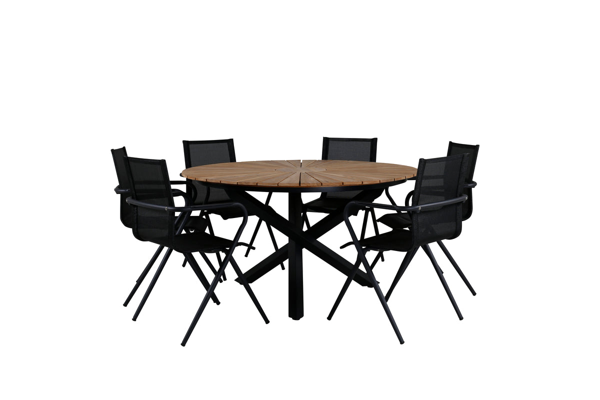 Alina & Mexico Spisestole Sort + Spisebord ⌀140